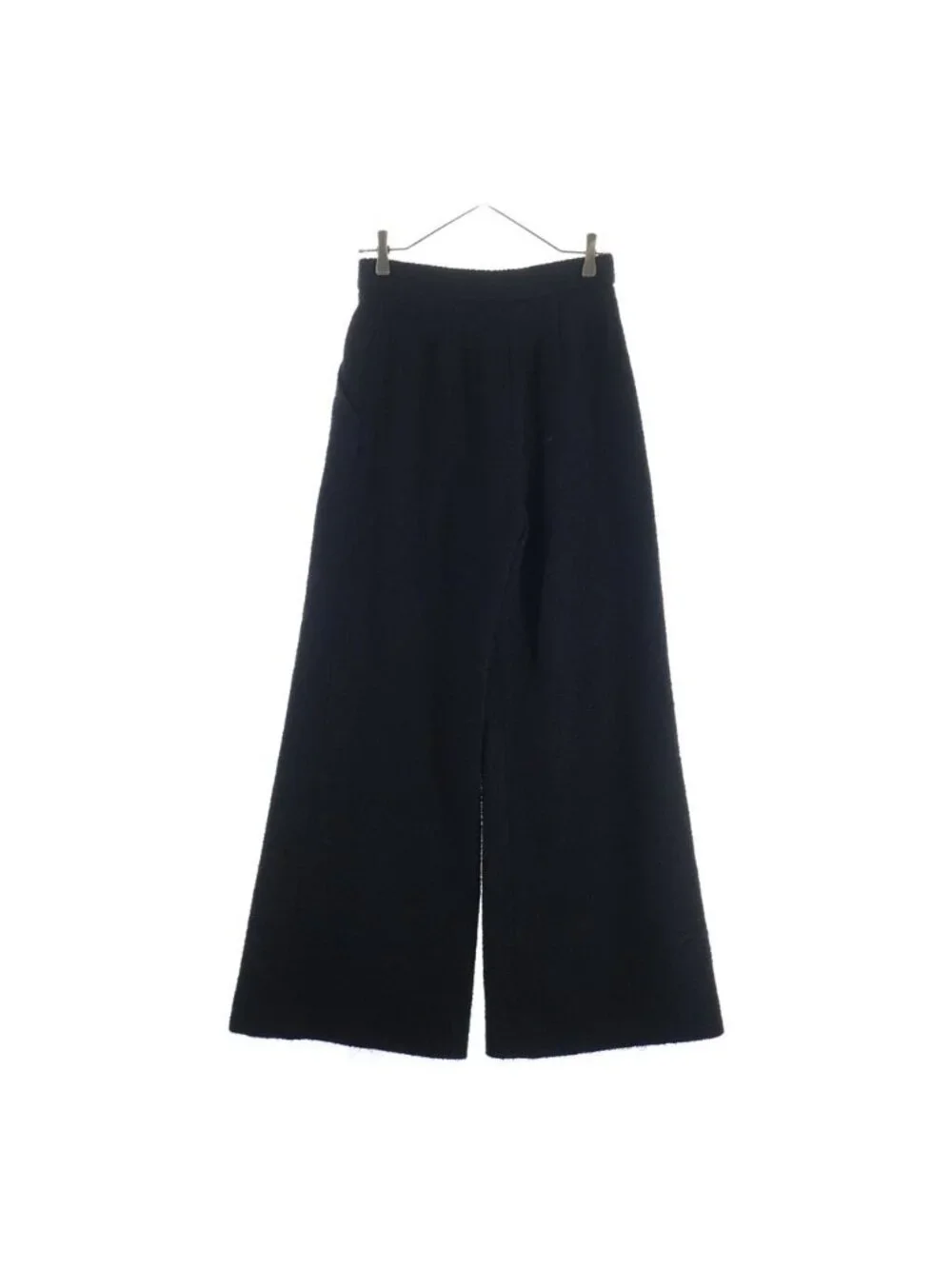 Chanel Tweed Wide Pants CC Logo Button Trousers Black